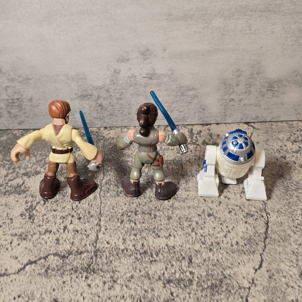 Star Wars Galactic Heroes Playskool Figures Lot Obi Wan, Rey, & R2D2 Lot - Picture 2 of 2